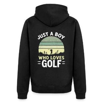 Golf, Golfeur, Golfeur, Golfeur, Garçon - Veste à capuche bio Premium Unisexe - noir - Dos - Nico (187cm)
