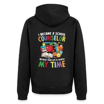 I Became A School Counselor Schulberater - Unisex Premium Bio Zip Hoodie - Schwarz - Hinten - Nico (187cm)