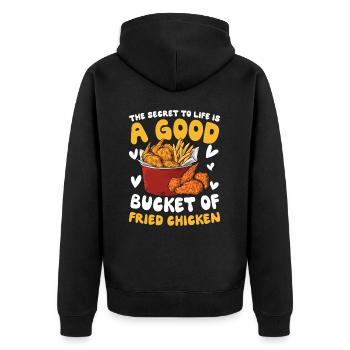 Good Bucket Of Fried Chicken für einen Chicken - Unisex Premium Bio Zip Hoodie - Schwarz - Hinten - Nico (187cm)