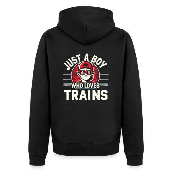 Train Locomotive Railway, pour les garçons - Veste à capuche bio Premium Unisexe - noir - Dos - Nico (187cm)