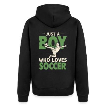 Soccer Soccer Player, Soccer Player Boy - Unisex Premium Organic Zip Hoodie - black - Back - Nico (187cm)