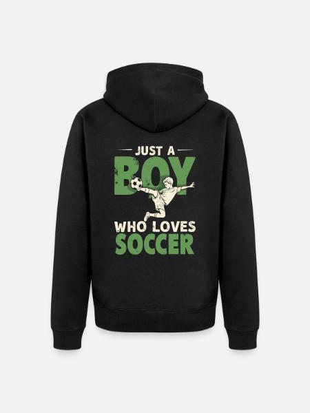 Fußball Fußballer, Fussballspieler Junge - Unisex Premium Bio Zip Hoodie - Schwarz