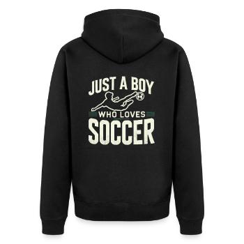 Soccer Soccer Player, Soccer Player Boy - Unisex Premium Organic Zip Hoodie - black - Back - Nico (187cm)