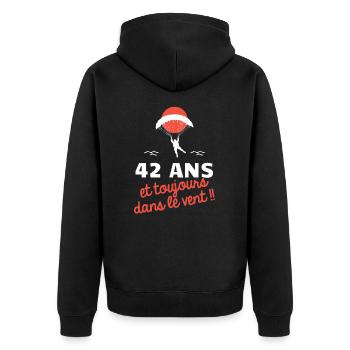 idée cadeau anniversaire amateurs de parapente - Veste à capuche bio Premium Unisexe - noir - Dos - Nico (187cm)