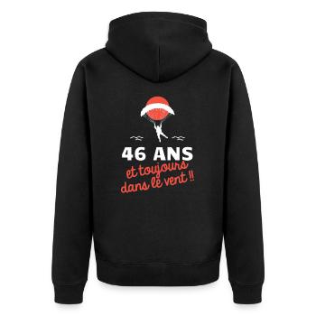 idée cadeau anniversaire amateurs de parapente - Veste à capuche bio Premium Unisexe - noir - Dos - Nico (187cm)