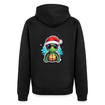 Turtle Christmas - Unisex Premium Organic Zip Hoodie - black - Back - Nico (187cm)