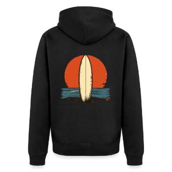 Sunset Retro Planche de surf - Veste à capuche bio Premium Unisexe - noir - Dos - Nico (187cm)