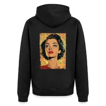 Klassische Retro Pop-Kunst Frau - Unisex Premium Bio Zip Hoodie - Schwarz - Hinten - Nico (187cm)