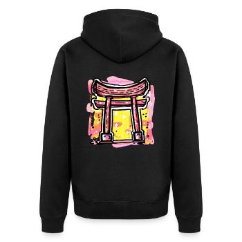 Porte japonaise Tori - Veste à capuche bio Premium Unisexe - noir - Dos - Nico (187cm)