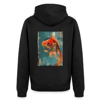 Japanischer Goldfisch - Unisex Premium Bio Zip Hoodie - Schwarz - Hinten - Nico (187cm)