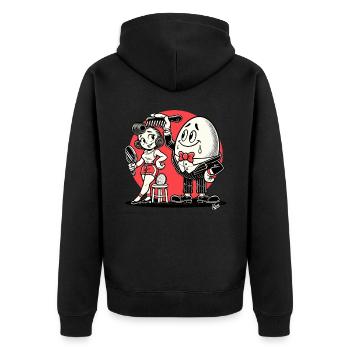 Dessin animé rétro Lady et l’homme-œuf - Veste à capuche bio Premium Unisexe - noir - Dos - Nico (187cm)