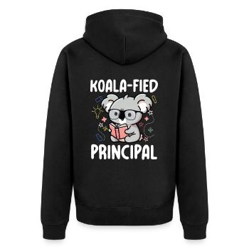 Koala-fied Principal - Unisex Premium Bio Zip Hoodie - Schwarz - Hinten - Nico (187cm)