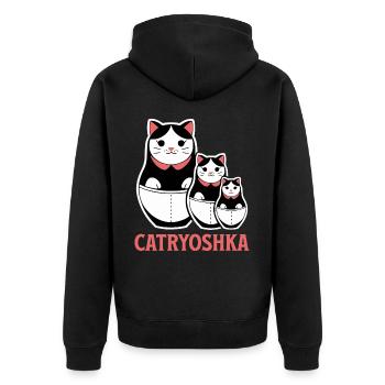 Funny Catryoshka Matryoshka Beautiful Russian - Unisex Premium Organic Zip Hoodie - black - Back - Nico (187cm)