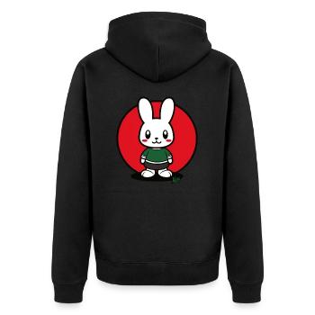 Cartoon Hase Häschen Kind - Unisex Premium Bio Zip Hoodie - Schwarz - Hinten - Nico (187cm)