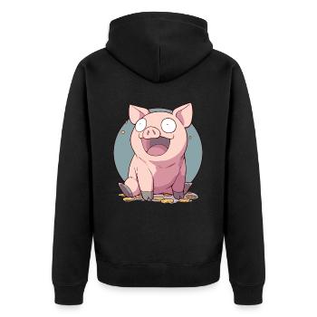 A rich sow is a happy pig - Unisex Premium Organic Zip Hoodie - black - Back - Nico (187cm)