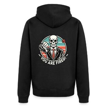 Skeleton says you're fired with thumbs down - Unisex Premium Organic Zip Hoodie - black - Back - Nico (187cm)
