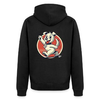 Retro Cartoon-Hund spaziert vorbei - Unisex Premium Bio Zip Hoodie - Schwarz - Hinten - Nico (187cm)