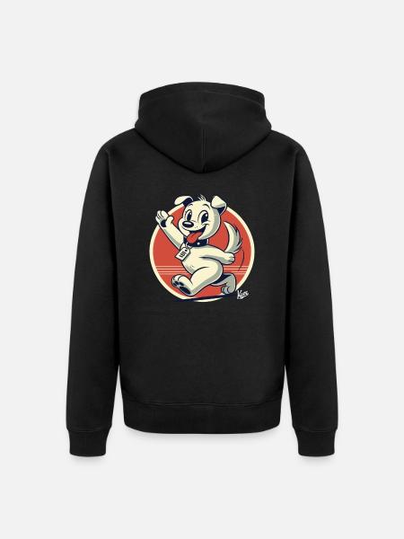 Il cane dei cartoni animati retrò passa - Felpa con cappuccio ecologica premium unisex - nero