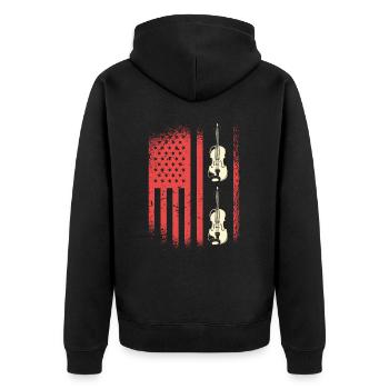 Amerikanische Flagge Mit Geigen - Unisex Premium Bio Zip Hoodie - Schwarz - Hinten - Nico (187cm)