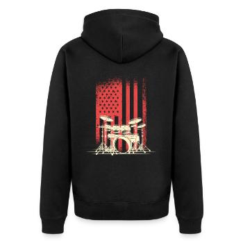 American Flag With Drums Silhouette - Unisex Premium Organic Zip Hoodie - black - Back - Nico (187cm)