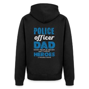 Polizeibeamter Papa Meine Helden - Unisex Premium Bio Zip Hoodie - Schwarz - Hinten - Nico (187cm)