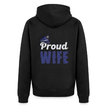 Proud Wife Police Theme - Unisex Premium Organic Zip Hoodie - black - Back - Nico (187cm)