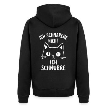 Schlafshirt Schlafanzug Katze Schlafen Schnarchen - Unisex Premium Bio Zip Hoodie - Schwarz - Hinten - Nico (187cm)