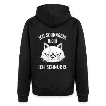 Schlafshirt Schlafanzug Katze Schlafen Schnarchen - Unisex Premium Bio Zip Hoodie - Schwarz - Hinten - Nico (187cm)