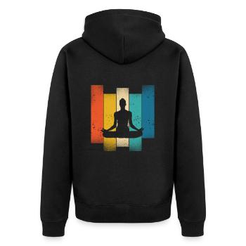 Rétro Yoga Silhouette Méditation Couleurs - Veste à capuche bio Premium Unisexe - noir - Dos - Nico (187cm)
