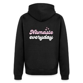 Namaste Everyday Yoga Inspiration - Unisex Premium Organic Zip Hoodie - black - Back - Nico (187cm)