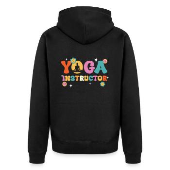 Lettrage coloré de l’instructeur de yoga avec - Veste à capuche bio Premium Unisexe - noir - Dos - Nico (187cm)
