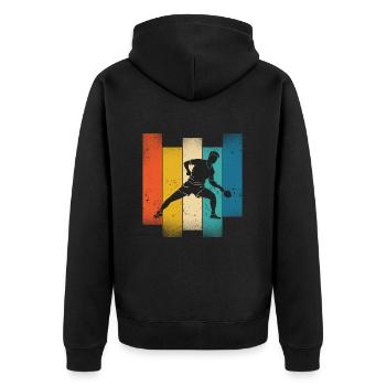 Joueur de tennis de table style rétro - Veste à capuche bio Premium Unisexe - noir - Dos - Nico (187cm)