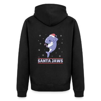 Der weiße Hai des Weihnachtsmanns - Unisex Premium Bio Zip Hoodie - Schwarz - Hinten - Nico (187cm)