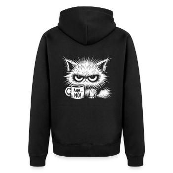 Ähm Nö, Sarkasmus & lustige Katze Tee Kaffee - Unisex Premium Bio Zip Hoodie - Schwarz - Hinten - Nico (187cm)