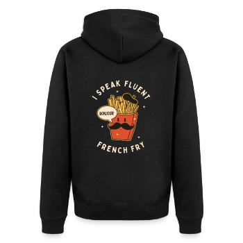 I Speak Fluent French Fry - Unisex Premium Organic Zip Hoodie - black - Back - Nico (187cm)