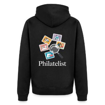 Lustige Briefmarken Briefmarkensammlung Humor - Unisex Premium Bio Zip Hoodie - Schwarz - Hinten - Nico (187cm)