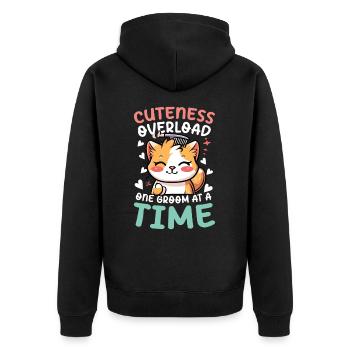 Cuteness Overload One Groom At A Time für einen - Unisex Premium Bio Zip Hoodie - Schwarz - Hinten - Nico (187cm)