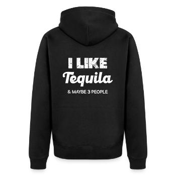 J’adore la tequila et peut-être 3 personnes - Veste à capuche bio Premium Unisexe - noir - Dos - Nico (187cm)