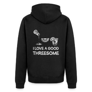I Love A Good Threesome with Tequila - Unisex Premium Organic Zip Hoodie - black - Back - Nico (187cm)