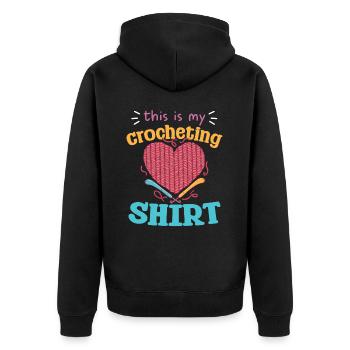 C’est mon cœur préféré à motif de chemise au crochet - Veste à capuche bio Premium Unisexe - noir - Dos - Nico (187cm)