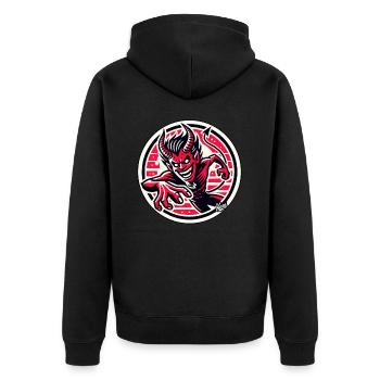 Agile Evil Devilish Devil Devil Devil - Unisex Premium Organic Zip Hoodie - black - Back - Nico (187cm)
