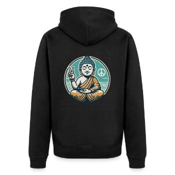 Signe de paix pour Bouddha de la paix - Veste à capuche bio Premium Unisexe - noir - Dos - Nico (187cm)