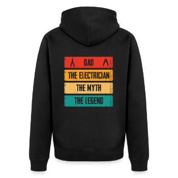 Dad the Electrician The Legend - Unisex Premium Organic Zip Hoodie - black - Back - Nico (187cm)