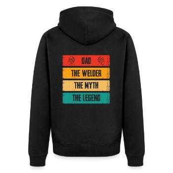 Dad the Welder The Legend The Myth - Unisex Premium Organic Zip Hoodie - black - Back - Nico (187cm)