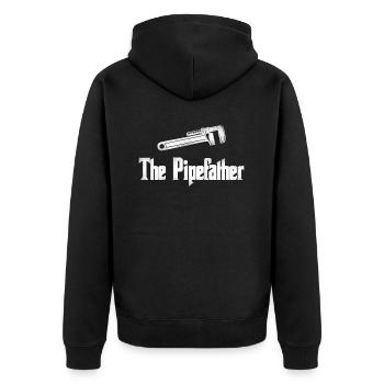 The Pipefather Lustiges Klempner Motiv - Unisex Premium Bio Zip Hoodie - Schwarz - Hinten - Nico (187cm)