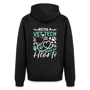 Being a Vet Tech Is A Work Of Heart - Unisex Premium Bio Zip Hoodie - Schwarz - Hinten - Nico (187cm)