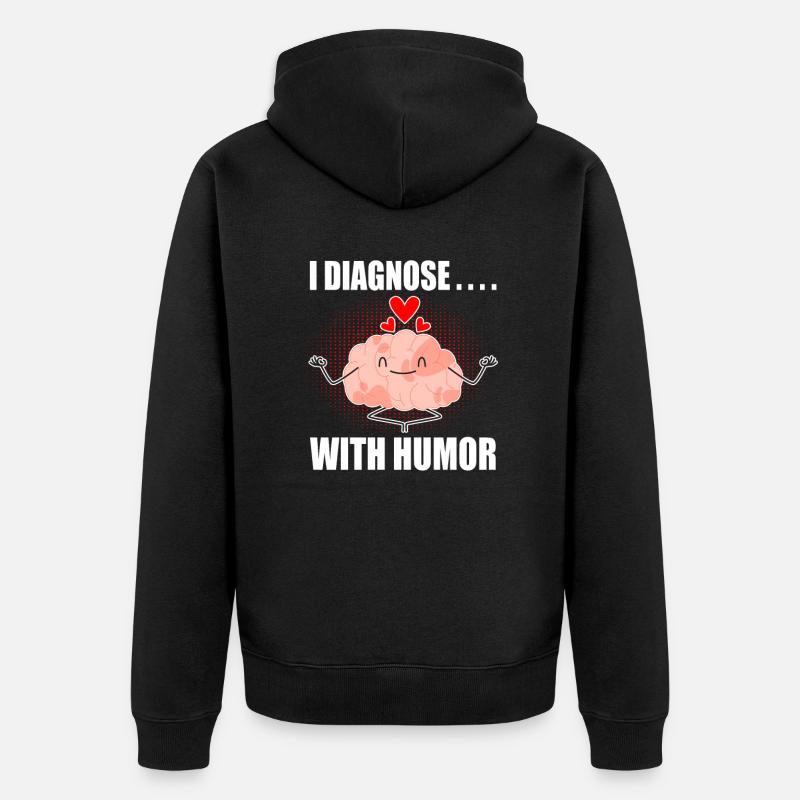 Je diagnostique avec humour - Veste à capuche bio Premium Unisexe - noir