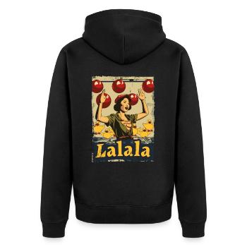 Asiatische Gummiente Lied Lalala - Unisex Premium Bio Zip Hoodie - Schwarz - Hinten - Nico (187cm)