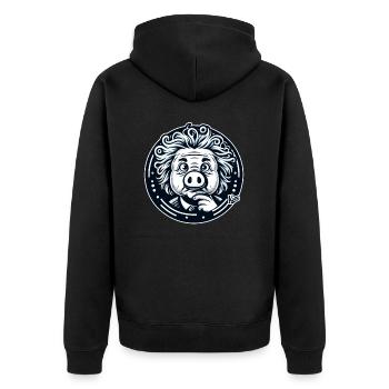 Albert Schweinstein the genius - Unisex Premium Organic Zip Hoodie - black - Back - Nico (187cm)