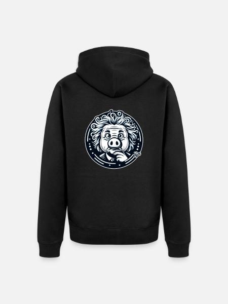Albert Schweinstein the genius - Unisex Premium Organic Zip Hoodie - black